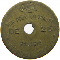 FRANCE 25 CENTIMES 1922 TRAJET 1922 LYON #t130 0175 - Autres & Non Classés