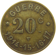 FRANCE 20 CENTIMES 1914-1917 GUERRE CAFE DU COMMERCE PAMIERS #c067 0281 - 20 Centimes