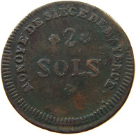 FRANCE 2 SOLS 1793 MAYENCE  #t129 0329 - 1792-1804 First French Republic