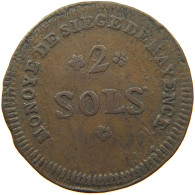 FRANCE 2 SOLS 1793 MAYENCE  #t107 0067 - 1792-1804 First French Republic