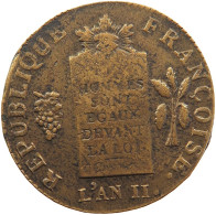 FRANCE 2 SOLS 1793 AA  #t016 0047 - 1792-1804 First French Republic