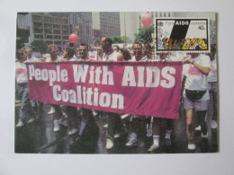 ONU/New York-Premier Jour Carte Maximum Coalition Du Sida 1990-UN Maximum Card First Day Aids Coalition 1990 - Cartes-Maximum (CM)