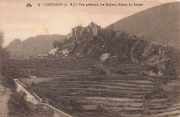 FRANCE - Castillon (AM) - Vue Générale, Les Ruines - Route De Sospel - Carte Postale Ancienne - Otros & Sin Clasificación