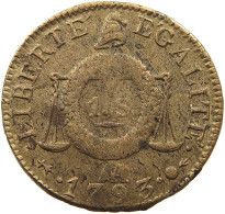 FRANCE SOL 1793 AA METZ  #t057 0035 - 1792-1804 First French Republic