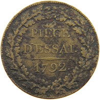 FRANCE SOL 1792 ESSAI #T079 0119 - 1791-1792 Constitution