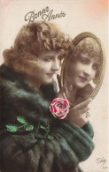 FÊTES ET VOEUX - Bonne Année - Femme Regardant Son Reflet Dans Le Miroir - Colorisé - Carte Postale Ancienne - Neujahr