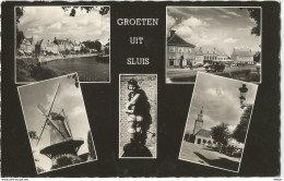 6Rm-492: Groeten Uit SLUIS   ... Molen VW...: Echte Foto - Sluis