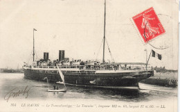 FRANCE - Le Havre - La Transatlantique La Touraine - Longueur 163m, 65 M, Largeur 17m05 - Animé - Carte Postale Ancienne - Port