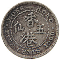 HONG KONG 5 CENTS 1900 Victoria 1837-1901 #a033 0185 - Hong Kong