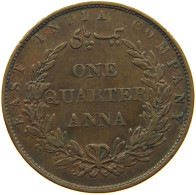 INDIA BRITISH 1/4 ANNA 1858 Victoria 1837-1901 EAST INDIA COMPANY #s020 0207 - India