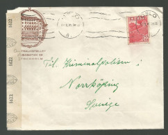 Brief 1945 Oslo Norge For Norrkopping Suede Sweden ÅPNET AV KONTROLLÖR 1622 Centralhotellet Stockholm - Cartas & Documentos