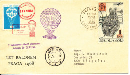 Czechoslovakia Cover Balloonpost PRAGA 68 9-5-1968 With Special PRAGA Balloon Seal Sent To Denmark - Storia Postale