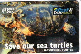 Fidji Fiji TELECARTE PHONECARD Telecom Turtle Tortue Save Sea Hawkbill 3 Dollars 1995 Ut BE - Fidschi