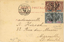 Nouvelle Caledonie Caledonia Carte Postale Timbre Napoleon III Cad Noumea 1905 Obliteration 10 C Pour Marseille Ut BE - Covers & Documents