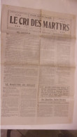 WWI RARE BELGIQUE 1914 N ° 1 LE CRI DES MARTYRS JOURNAL DINANT LE MARTYR  PUBLICATIONS DIONANTENSIS ENQUETE - 1914-18