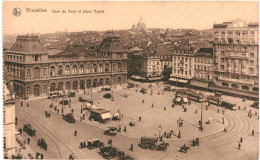 CPA Carte Postale Belgique Bruxelles Gare Du Nord Et Place Rogier  VM73794 - Spoorwegen, Stations