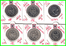 GERMANY - ALEMANIA DEUTFCHES REICH SERIE COMPLETA 7 MONEDAS DE 2.00 REICHSMARK AÑO 1938  MONEDA DE PLATA –ESBALTICA - 2 Reichsmark