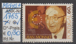 1988 - PORTUGAL - SM "100. Geb.tag V. Jean Monnet" 60 E Mehrf. - O Gestempelt - S.Scan (port 1755o) - Gebruikt