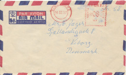 Singapore Air Mail Cover With Red Meter Cancel 14-3-1957 Malaya Sent To Denmark - Singapour (...-1959)