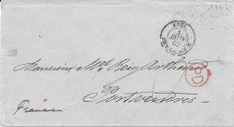 Grande Bretagne Pour La France, Lombard Street Londres Pour Port Vendre Ambulant Angl Amb Calais 1862 - Storia Postale