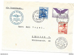 13 - 99 - Enveloppe  Swissair Europaflug Nord Zürich-Copenhague 1939 - Otros & Sin Clasificación