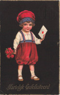 FÊTES ET VOEUX - Un Enfant Tenant Une Enveloppe Et Un Bouquet - Colorisé - Carte Postale Ancienne - Other & Unclassified