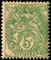 France Variétés  N°111 5c Blanc Vert-jaune Double Impression (décalage 6mm) Qualité:** - 1900-29 Blanc