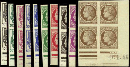 France Variétés  N°670 /681 10 Valeurs Bloc De 4 Coins Datés Non Dentelés Qualité:** - Unused Stamps