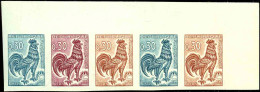 France Variétés  N°1331A  0,30 Coq Bande De 5 Essais De Couleur Qualité:** - 1962-1965 Haan Van Decaris