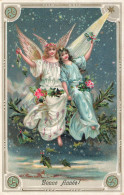 FÊTES ET VOEUX - Nouvel An - Deux Anges Sur Le Houx - Colorisé - Carte Postale Ancienne - Año Nuevo