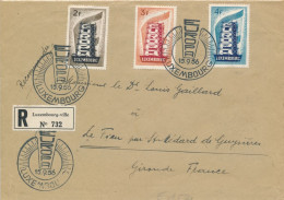 Luxembourg 1956 Série EUROPA Obl FDC Premier Jour Sur Lettre Recommandée > Le Fieu Par St Médart Gironde France - Briefe U. Dokumente