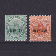 ST. KITTS & NEVIS 1916-1918, SG #22-23, War Tax, MH - St.Cristopher-Nevis & Anguilla (...-1980)
