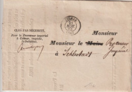 1863 - FRANCHISE Du PROCUREUR De COLMAR ! LETTRE RECHERCHE ASSASSINAT à INGERSHEIM ! => SELESTAT (ALSACE) - Civil Frank Covers