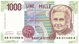 1000 LIRE MARIA MONTESSORI PRIMA SERIE TRIPLA A 24/10/1990 FDS - Altri & Non Classificati