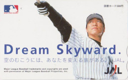 RARE Carte Prépayée JAPON - JAPAN AIRLINES - SPORT BASEBALL - DREAM SKYWARD JAL Prepaid Tosho Card - Avion 2383 - Deportes