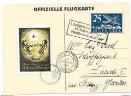 13 - 47 - Carte Centenaire Pestalozzi Vol Brugg-Yverdon 1927 - Andere & Zonder Classificatie