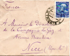 71712 - Österreich - 1908 - 25H Franz-Josef EF A Bf TRIEST -> NICE (Frankreich) - Covers & Documents