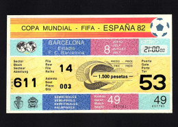 FOOTBALL TICKET WORLD CUP 1982 - F.C. BARCELONA STADIUM  SEMI-FINAL  MUNDIAL ESPAÑA 1982 - Tickets D'entrée