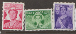 Tonga   1950  SG 92-4  50th Birthday Mounted Mint - Tonga (...-1970)
