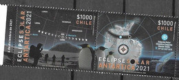 CHILE, 2021, MNH,  ANTARCTIC, SOLAR ECLIPSE, PENGUINS, WHALES, 2v - Autres & Non Classés