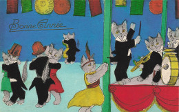 Chat * Cpa Illustrateur * Chats Humanisés * Orchestre Et Danse * Bonne Année , Musique * Cat Katze - Katten
