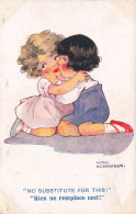 PEINTURES - TABLEAUX - Agnès Richardson - Petites Filles S'embrassant - Colorisé - Carte Postale Ancienne - Malerei & Gemälde