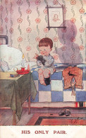 PEINTURES - TABLEAUX - His Onlypair - Enfant Assis Sur Son Lit - Colorisé - Carte Postale Ancienne - Pintura & Cuadros