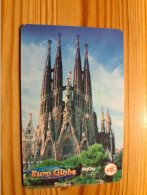 Prepaid Phonecard Spain, Euro Globe - Barcelona, Sagrada Familia - Autres & Non Classés