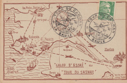 Carte Cpsm 10x15  "TOUR DU CADRAN  1er Jour D'Emission 07/09/1947 ( Gallop D'Essai) Aérodrome LA BAULE ESCOUBLAC - Cartas & Documentos