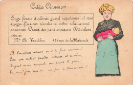PUBLICITÉ - Petites Annonces - Sage Femme - Carte Postale Ancienne - Reclame