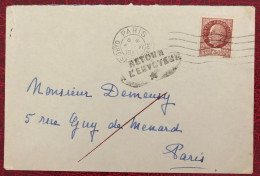 France, Griffe Retour à L'Envoyeur Sur Enveloppe 4.6.1943 - (B3445) - 1921-1960: Modern Tijdperk