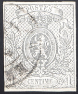 1866 Belgien, 1 C Grauschwarz, Breitrandiges Prachtstück, Gest., MiNr 19, ME 150 - 1865-1866 Profil Gauche