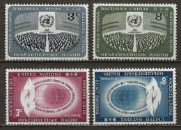 NATIONS-UNIES - NEW-YORK: **, N° YT 44/45 Et 46/47, TB - Unused Stamps