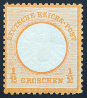 1872 DR, 1/2 Gr. Großes Schild, *, Rauhe Zähnung, MiNr. 18, ME 50,- - Neufs